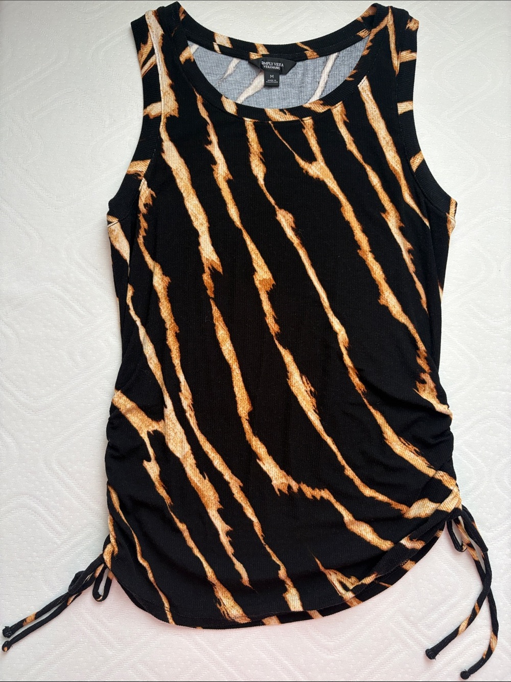 Simply Vera Vera Wang Black Tank with Tan Stripe Accents